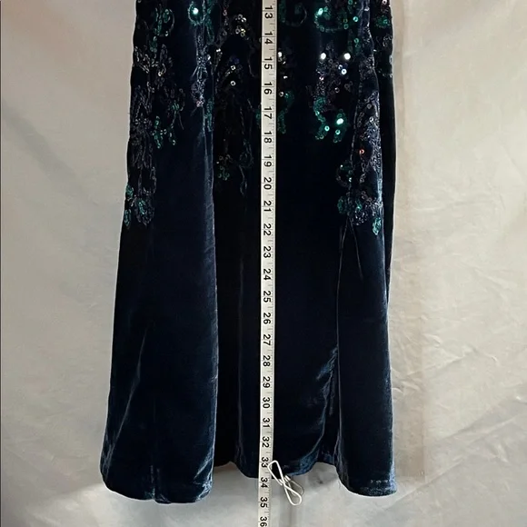 Free People Deep Blue Velvet Sleeveless Mini Dress with Sequin Details - Picture 10 of 11